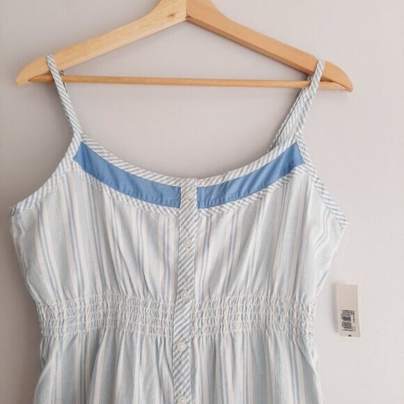 OLD NAVY | 100% Cotton Spaghetti Strap Mini Slip Night Gown PJ Stripe M Flawed - Picture 3 of 12